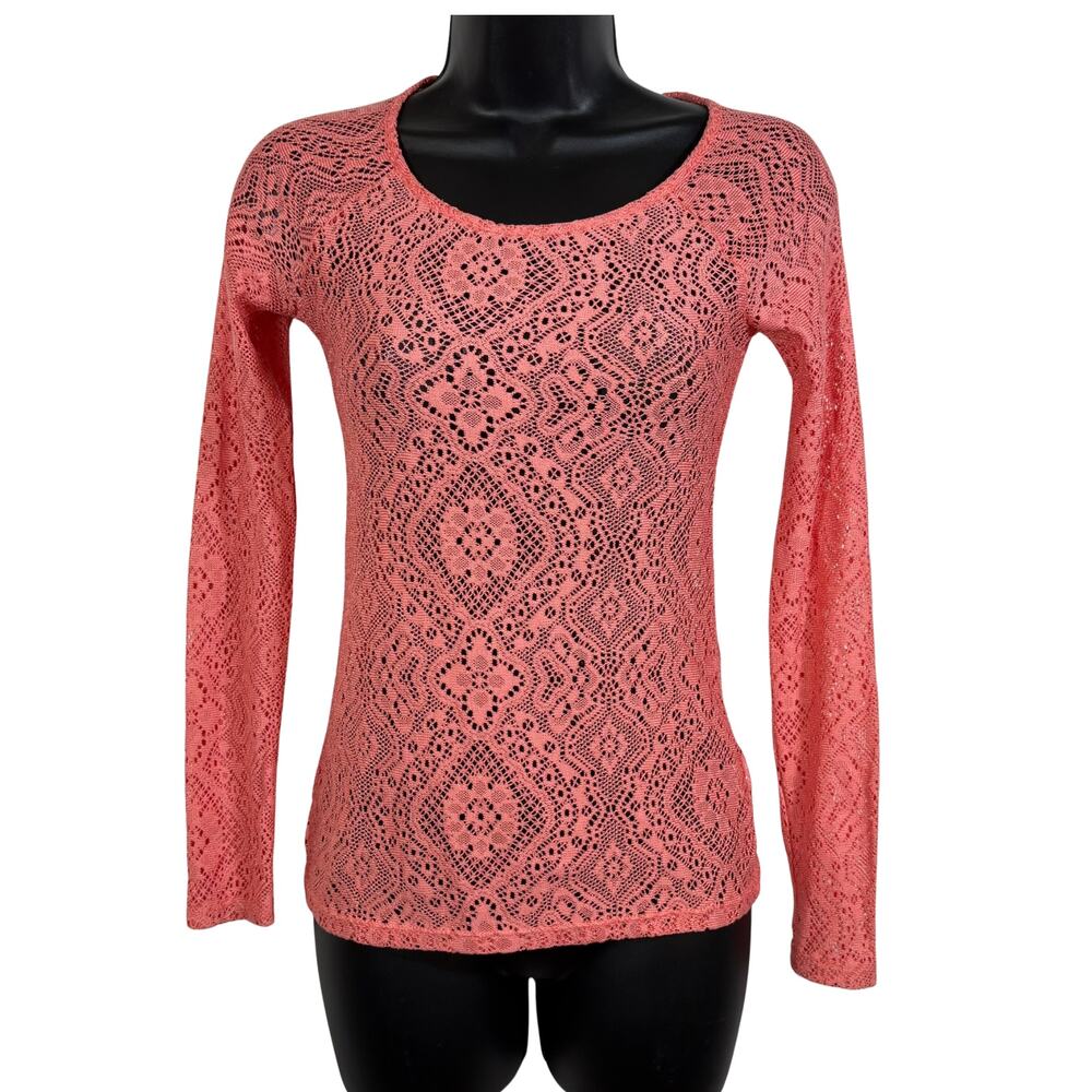 Mudd Pink Lace Top Floral Long Sleeve XS Whimsygoth Fairy Y2K